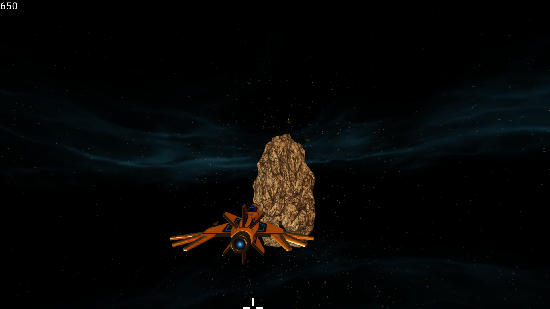 A screenshot of Asteroid Assault where a large asteroid and an asteroid field are shown.