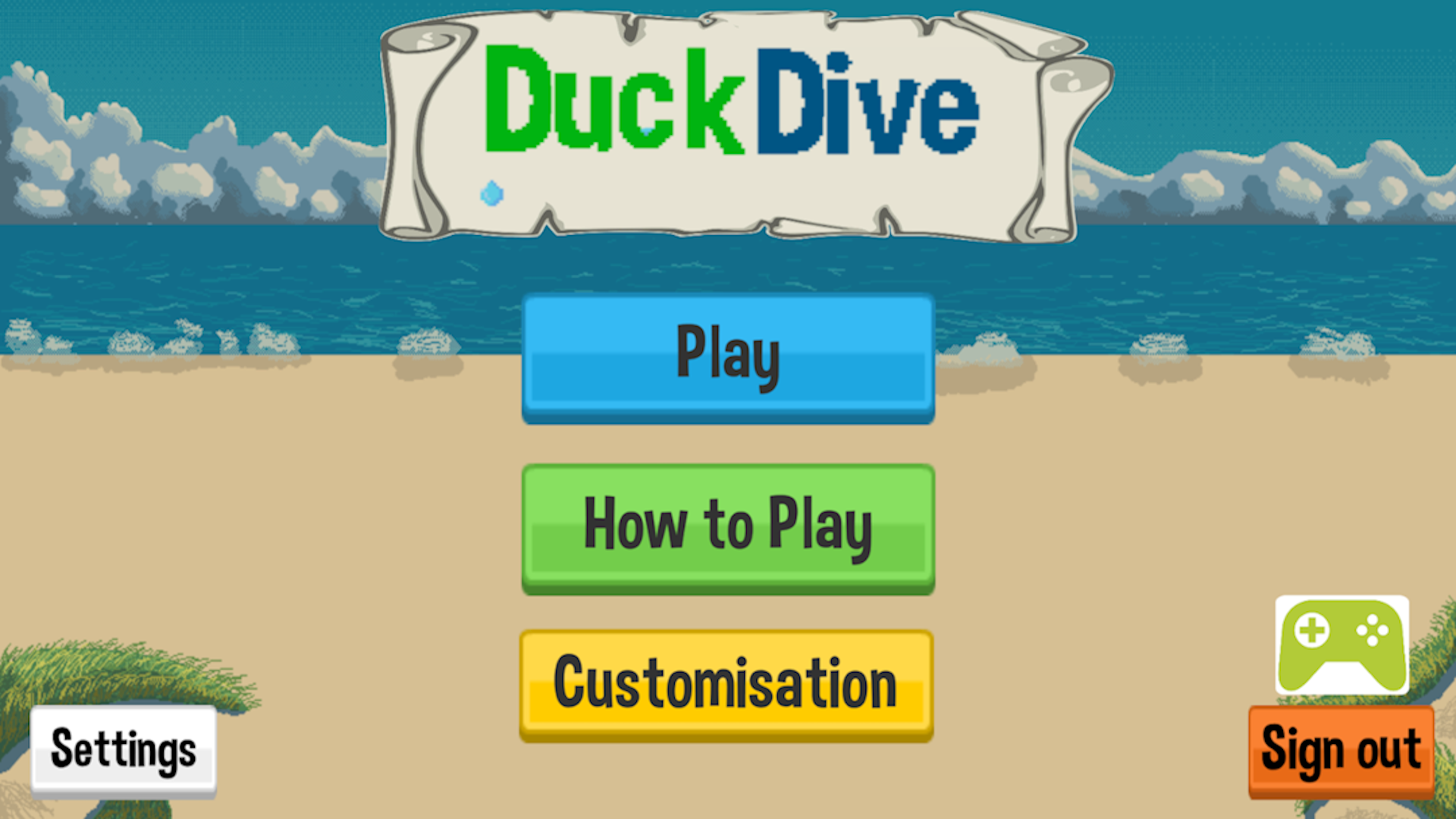 Duck Dive main menu