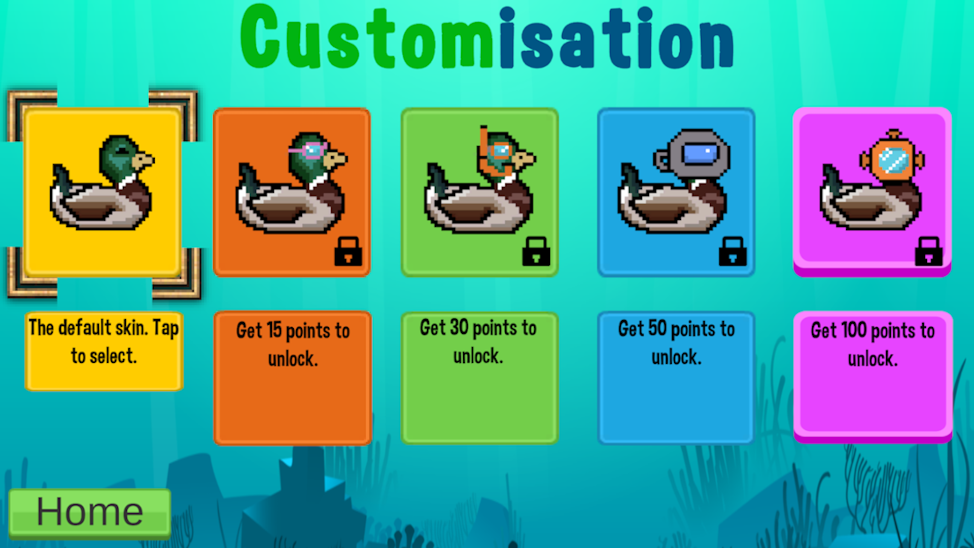 A screenshot of Duck Dive with an overlay showing touch screen controls